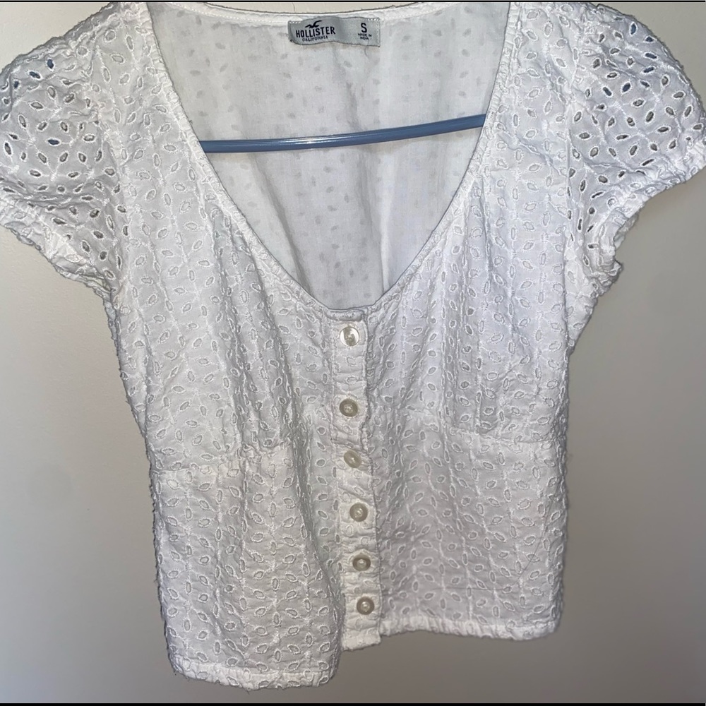 Hollister White Eyelet Blouse